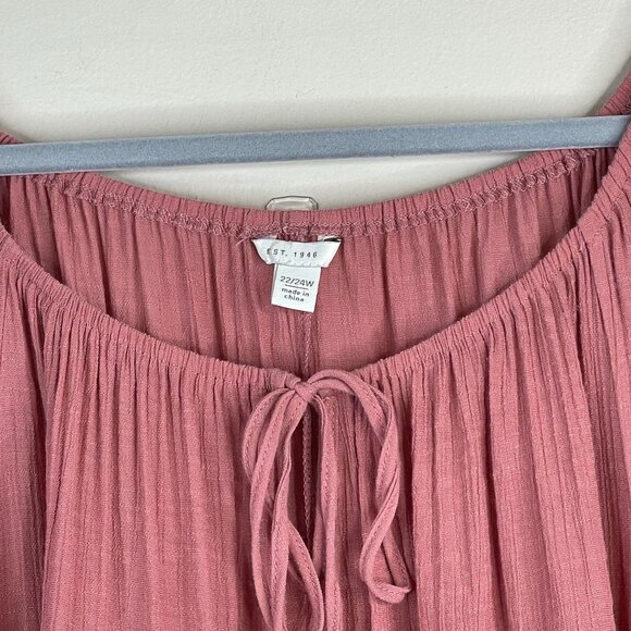 Womens Boho Top 22W 24W Pullover Peasant Flare 3/4 Sleeve Crochet Flowy Tunic - Picture 12 of 12